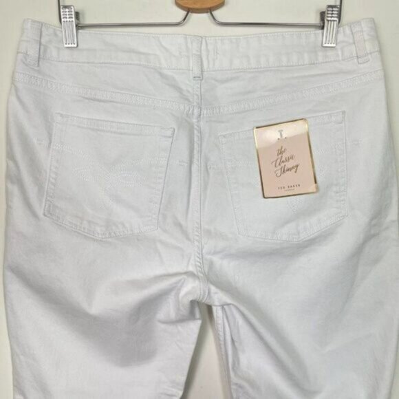 Ted Baker Marriaa Embroidered Hem High Rise Skinny Ankle Jean White Plus Size 34 - Picture 5 of 16